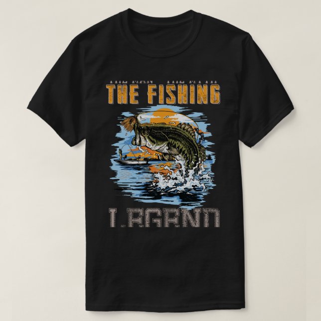 Mannen Myth the Fishing Legend v T Shirt (Design framsida)