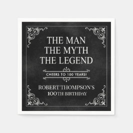 Mannen Myth the Legend 100 Birthday Black Pappersservett