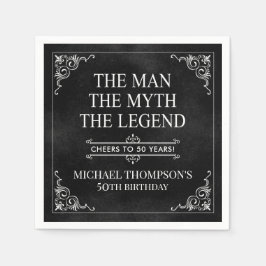 Mannen Myth the Legend 50 Birthday Black Pappersservett