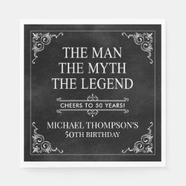 Mannen Myth the Legend 50 Birthday Black Pappersservett
