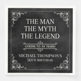 Mannen Myth the Legend 50 Birthday Black Pappersservett