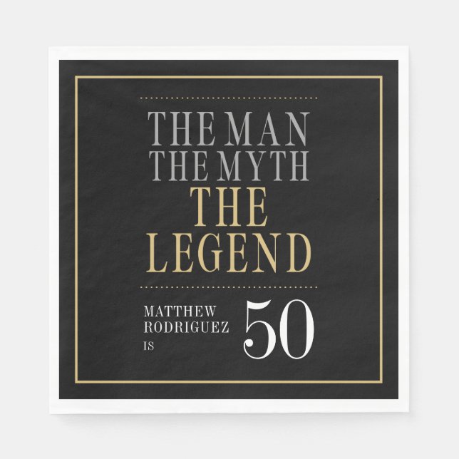 Mannen Myth the Legend 50 Birthday Pappersservett (Framsidan)