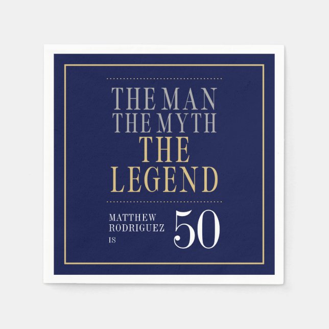 Mannen Myth the Legend 50 Birthday Pappersservett (Framsidan)