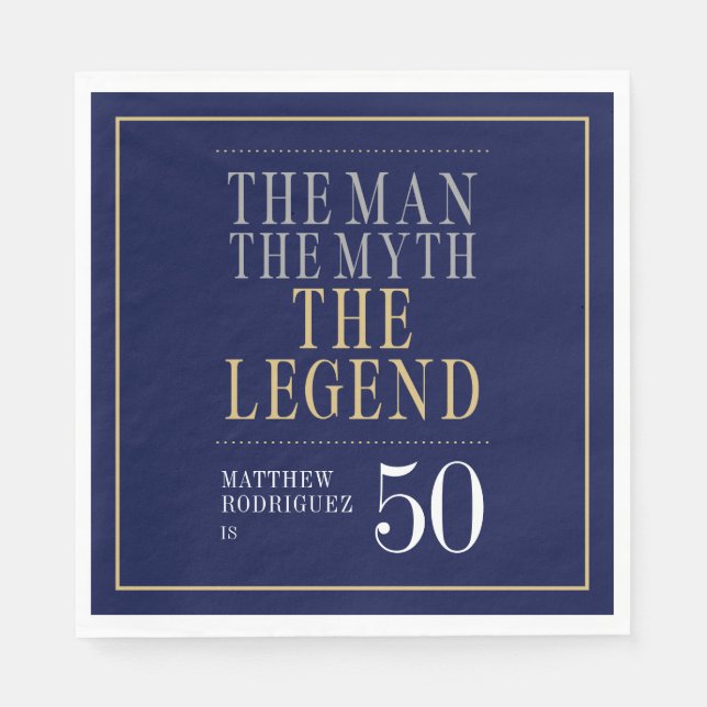 Mannen Myth the Legend 50 Birthday Pappersservett (Framsidan)