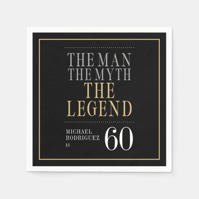 Mannen Myth the Legend 60 Birthday Pappersservett (Framsidan)