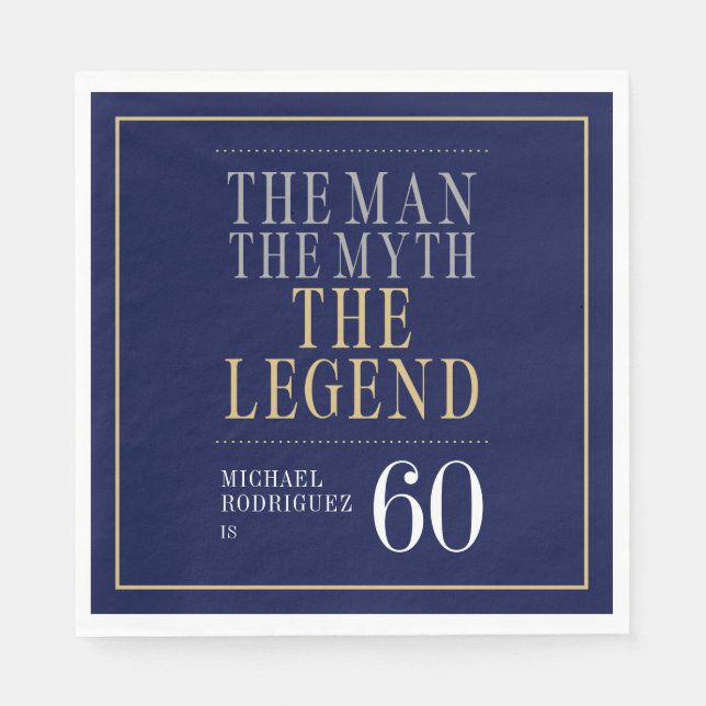 Mannen Myth the Legend 60 Birthday Pappersservett (Framsidan)