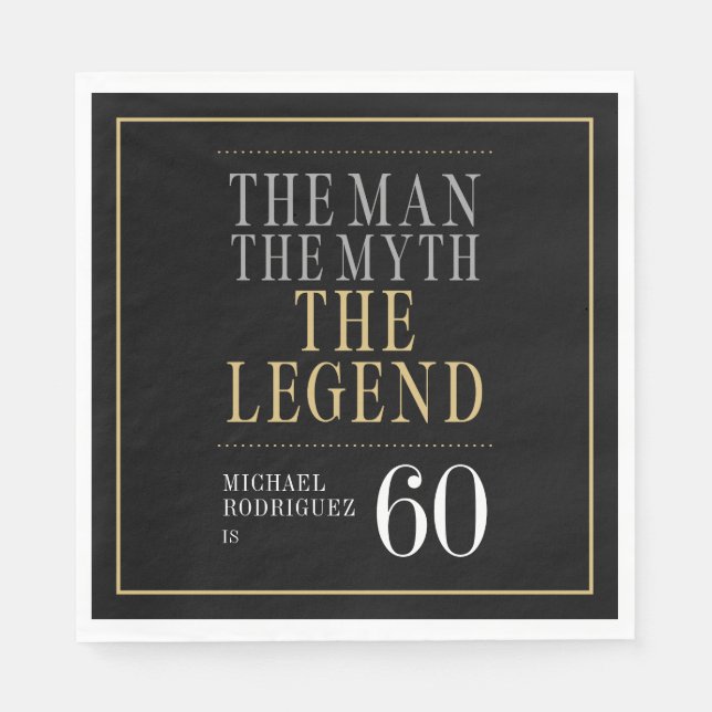 Mannen Myth the Legend 60 Birthday Pappersservett (Framsidan)