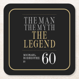 Mannen Myth the Legend 60 Birthday Underlägg Papper Kvadrat
