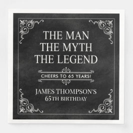 Mannen Myth the Legend 65e Birthday Black Pappersservett