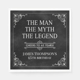 Mannen Myth the Legend 65e Birthday Black Pappersservett