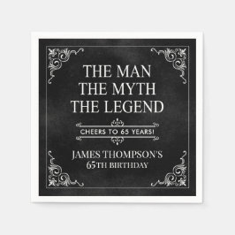 Mannen Myth the Legend 65e Birthday Black Pappersservett