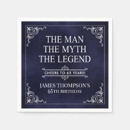 Mannen Myth the Legend 65e Birthday Blue Pappersservett