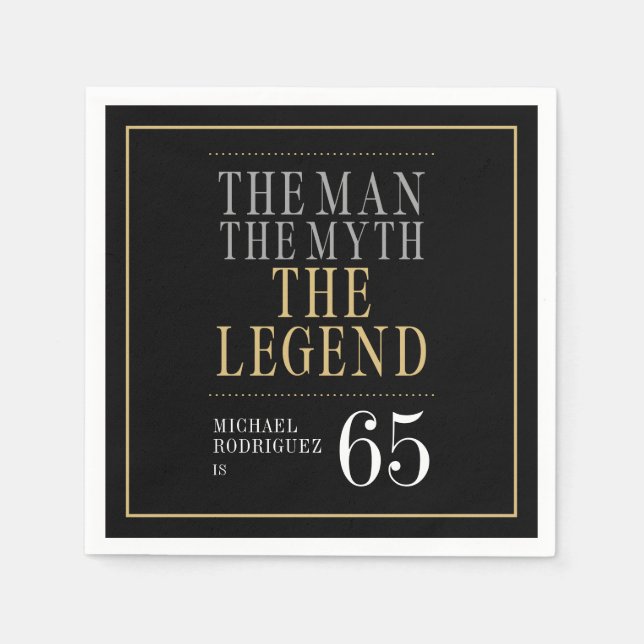 Mannen Myth the Legend 65e Birthday Pappersservett (Framsidan)
