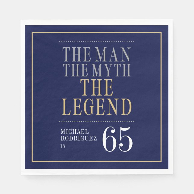 Mannen Myth the Legend 65e Birthday Pappersservett (Framsidan)