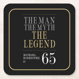 Mannen Myth the Legend 65e Birthday Underlägg Papper Kvadrat
