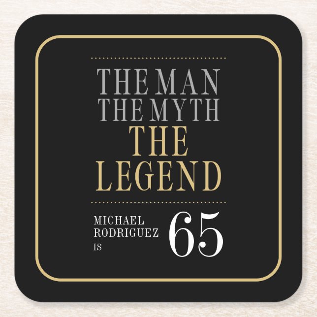 Mannen Myth the Legend 65e Birthday Underlägg Papper Kvadrat (Framsidan)