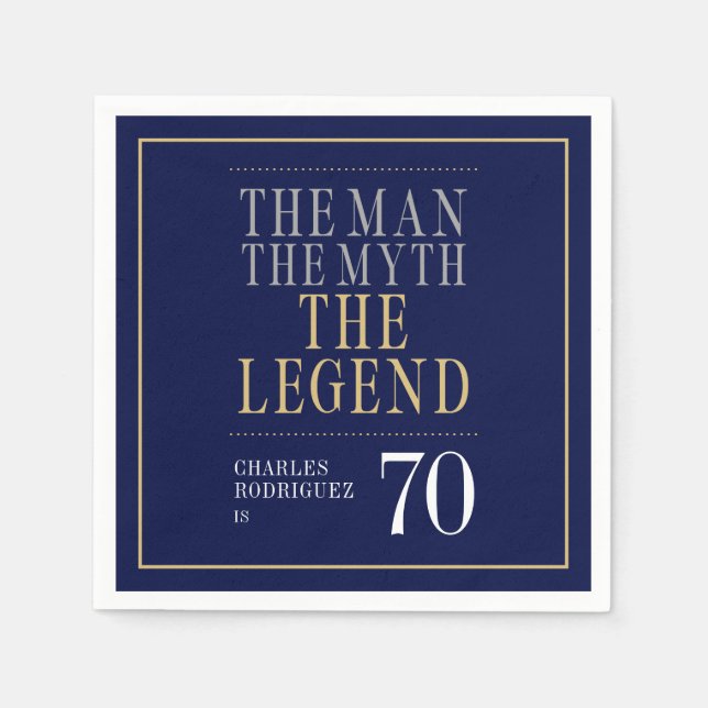 Mannen Myth the Legend 70 Birthday Pappersservett (Framsidan)