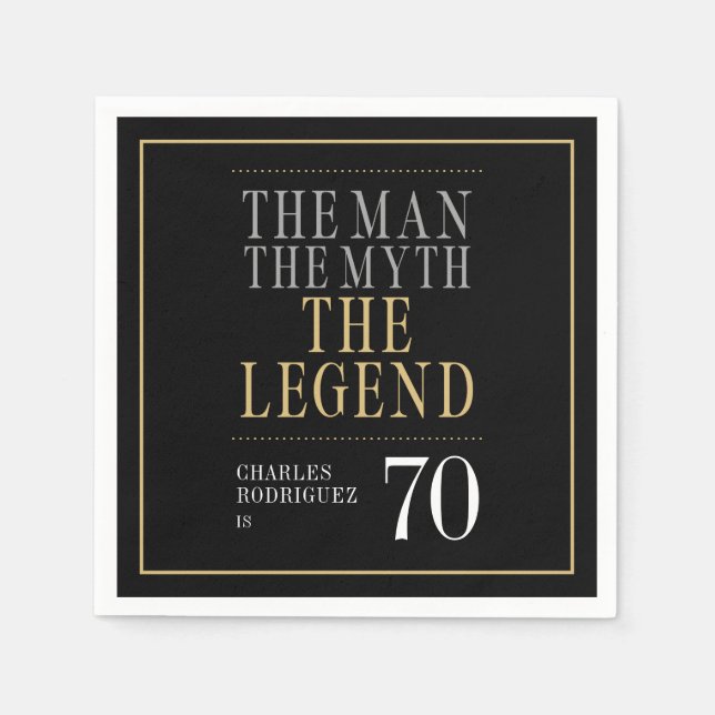 Mannen Myth the Legend 70 Birthday Pappersservett (Framsidan)