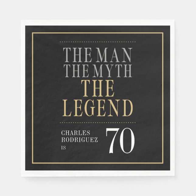 Mannen Myth the Legend 70 Birthday Pappersservett (Framsidan)