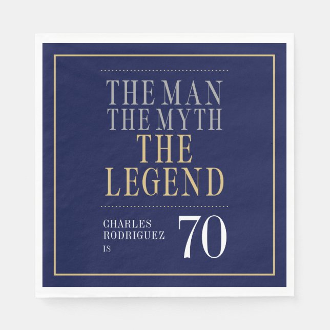 Mannen Myth the Legend 70 Birthday Pappersservett (Framsidan)