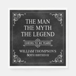 Mannen Myth the Legend 80 Birthday Black Pappersservett