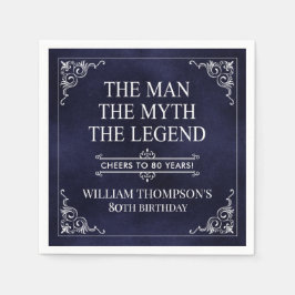 Mannen Myth the Legend 80 Birthday Blue Pappersservett
