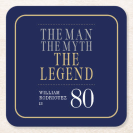 Mannen Myth the Legend 80 Birthday Underlägg Papper Kvadrat