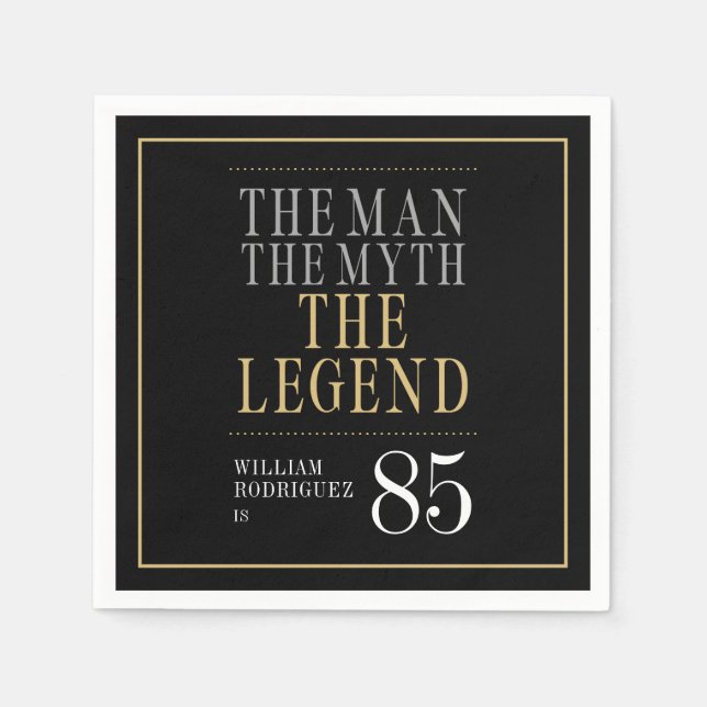 Mannen Myth the Legend 85 Birthday Pappersservett (Framsidan)