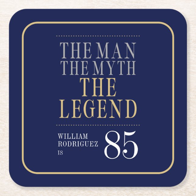 Mannen Myth the Legend 85 Birthday Underlägg Papper Kvadrat (Framsidan)
