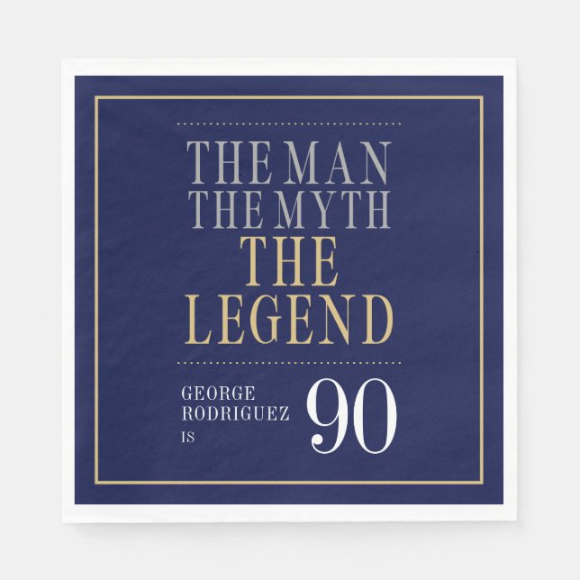 Mannen Myth the Legend 90:e Birthday Pappersservett (Framsidan)