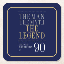 Mannen Myth the Legend 90:e Birthday Underlägg Papper Kvadrat