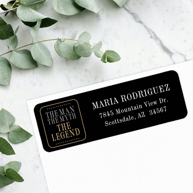 Mannen Myth the Legend Black Returadress Etikett (Skapare uppladdad)