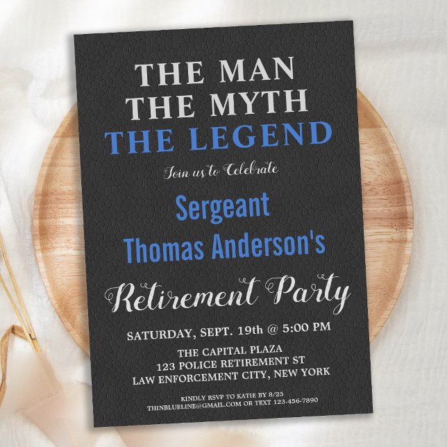 Mannen Myth the Legend Police Pension Party Inbjudningar (Skapare uppladdad)