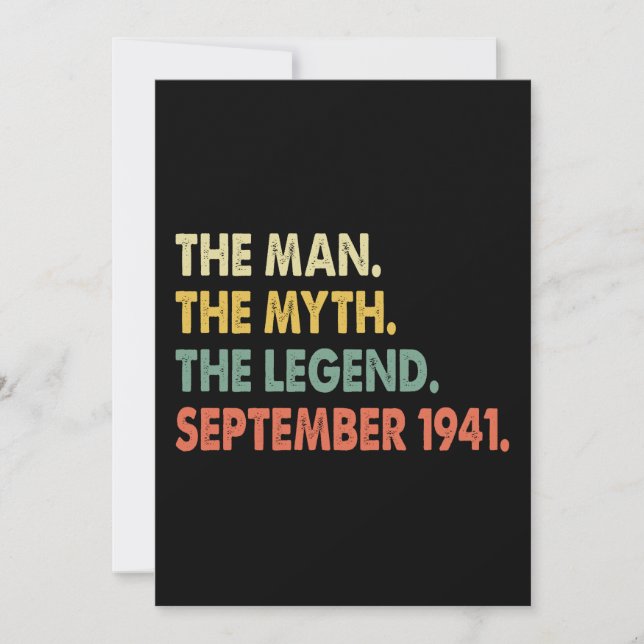 Mannen Myth the legend September 1941 Inbjudningar (Framsida)