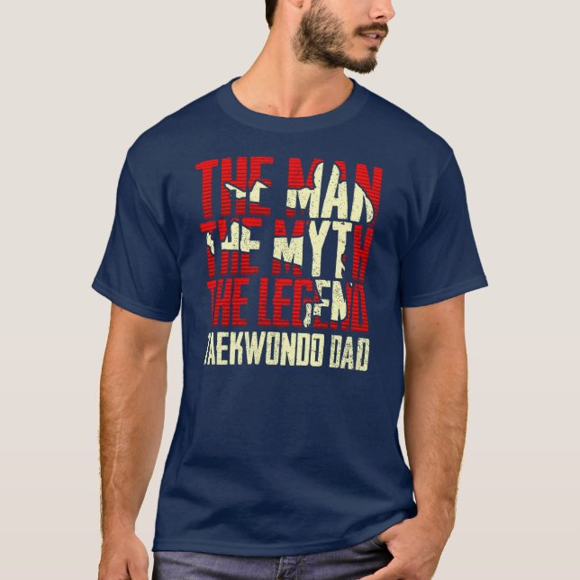 Mannen Myth the Legend Taekwondo Pappa T Shirt (Framsida)