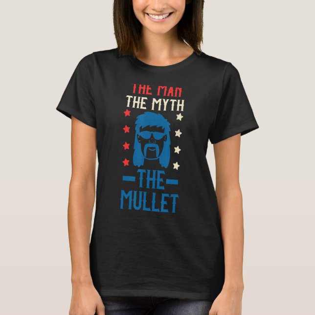Mannen Myth the Mullet American Flagga for US P T Shirt (Framsida)