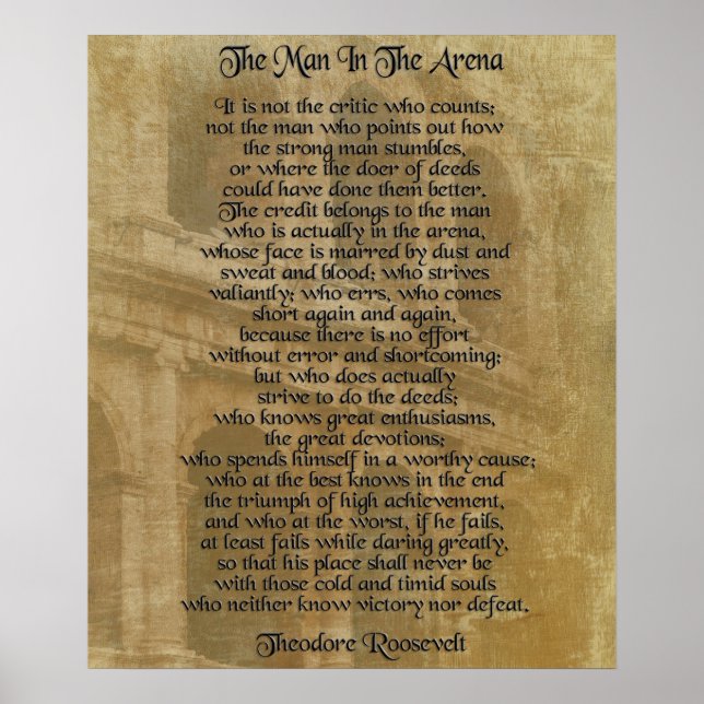 "Mannen på arenan" Theodore Roosevelt Poster (Framsidan)