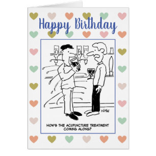 Mannen som genomgår akupunktur i Pub Hälsningskort