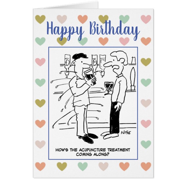 Mannen som genomgår akupunktur i Pub Hälsningskort (Framsidan)
