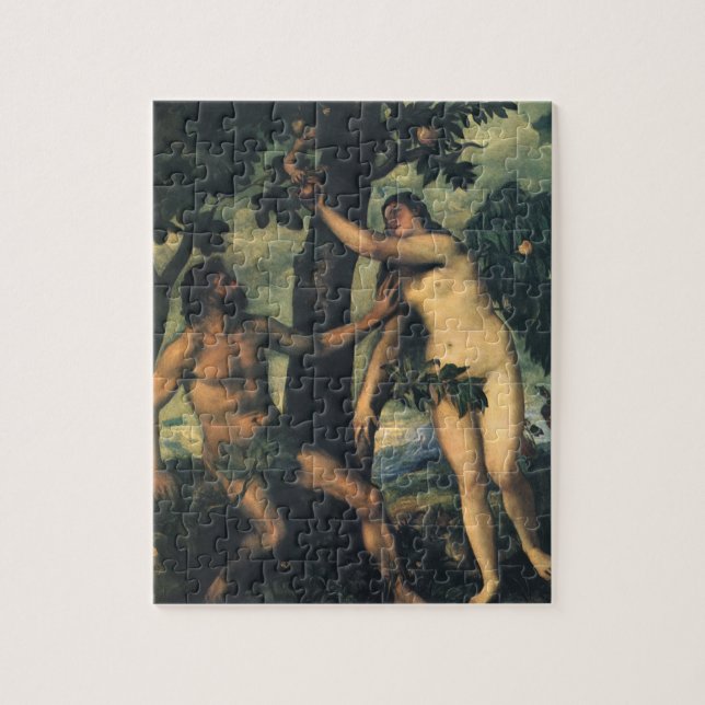 Männens fall; Adam och Eva av Titian Pussel (Vertikal)