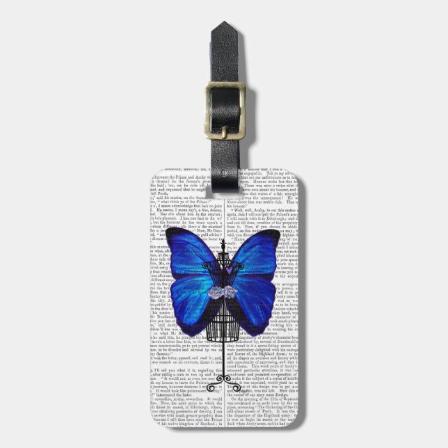Mannequin Blue Butterfly Bagagebricka (Vertikal Framsida)