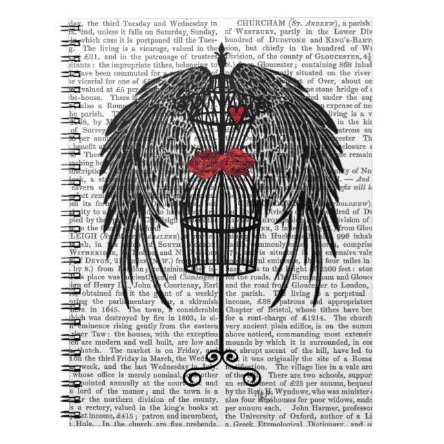 Mannequin med svart Vingar Anteckningsbok Med Spiral (Framsidan)