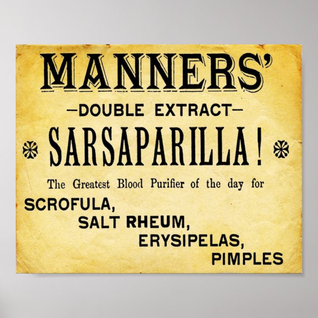 Manners Dubbla Extract Sarsaparilla Print Poster (Framsidan)