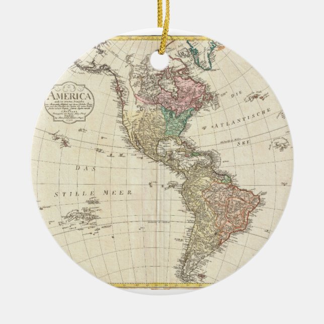 Mannert karta 1796 av norden och South America Julgransprydnad Keramik (Framsidan)