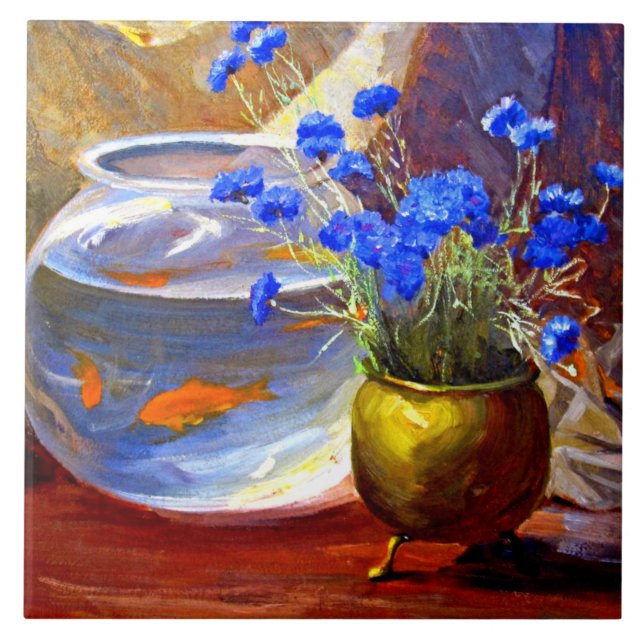 Mannheim - Goldfish Bowl and Flowers Kakelplatta (Framsidan)