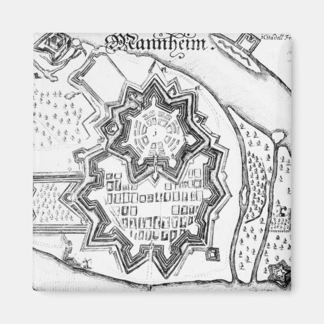 Mannheim-planen, Tyskland 1690 Magnet (Framsidan)