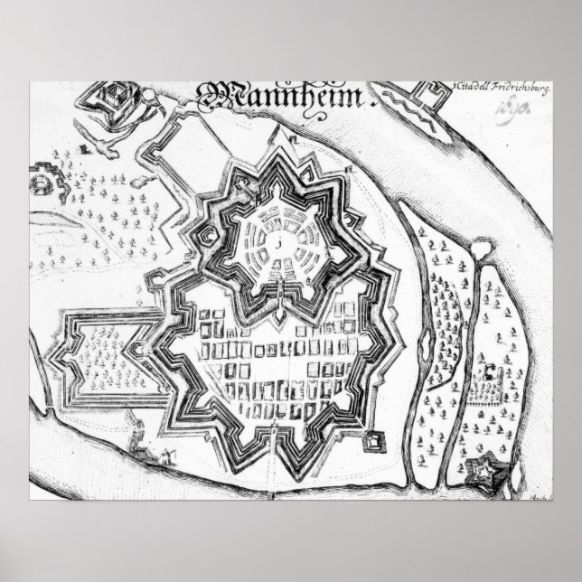 Mannheim-planen, Tyskland 1690 Poster (Framsidan)