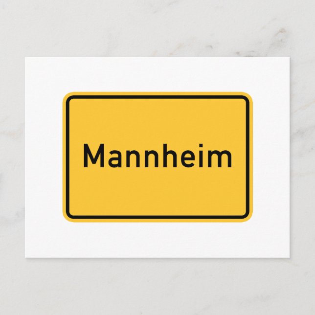 Mannheim, Tyskland vägskylt Vykort (Framsida)