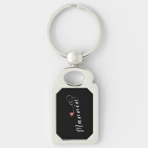 Mannin, Isle of Man Heart, Manx Rektangulärt Silverfärgad Nyckelring