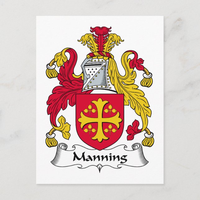 Manning Family Crest Vykort (Framsida)